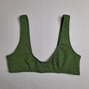 MinkPink Swim Fruitful Scoop Cropped Bikini Top Green Medium